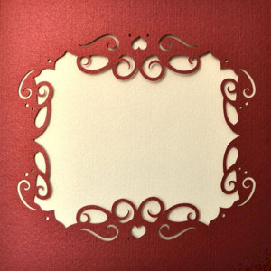 Blahopřání, filigránový rámeček červenokrémový, 13,5 x 13,5 cm