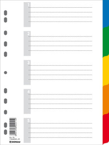 Číselný rozdružovač A4, PVC, 5 barev