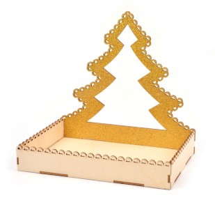 Dřevěná krabička, stromek zlatý