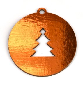 Dřevěná vánoční baňka, stromek, bronzové lamino