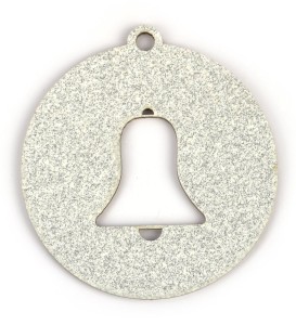 Dřevěná vánoční baňka zvonek, stříbrný glitr