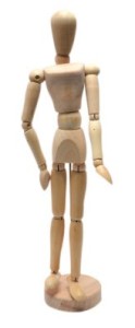 Dřevěný pohyblivý model, žena, 30 cm