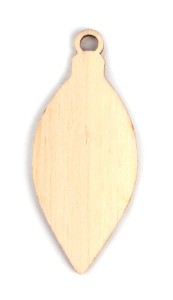 Dřevěný výřez baňka dlouhá kapka, 7 cm