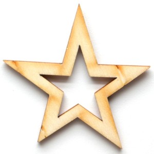 Dřevěný výřez hvězda modern malá, pr. 6,5 cm