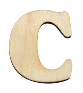 Dřevěný výřez písmeno C, 3,5 x 4 cm,
