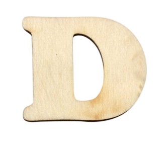 Dřevěný výřez písmeno D, 4 x 4 cm
