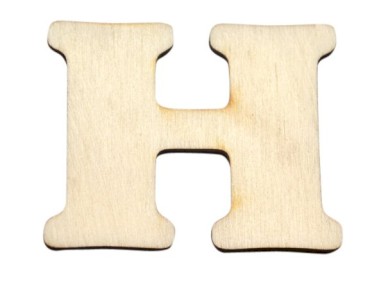Dřevěný výřez písmeno H, 4,5 x 4 cm