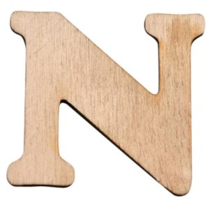 Dřevěný výřez písmeno N, 4 x 4 cm