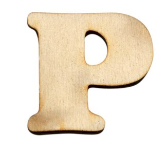 Dřevěný výřez písmeno P, 4 x 4 cm