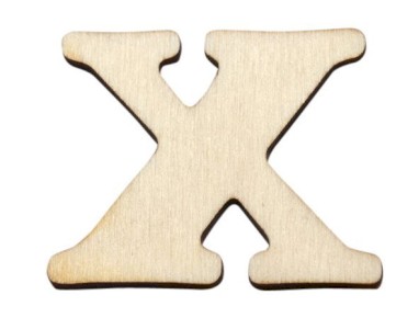 Dřevěný výřez písmeno X, 4,5 x 4 cm