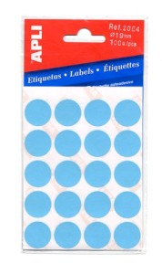 Etikety ve tvaru kolečka, 19 mm, 100 ks, modré 