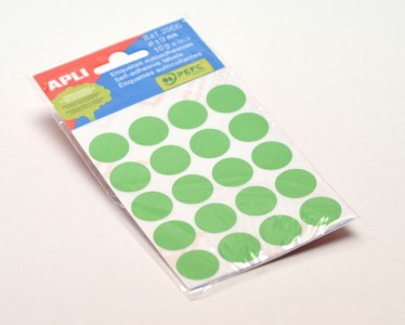 Etikety ve tvaru kolečka, 19 mm, 100 ks, zelené 