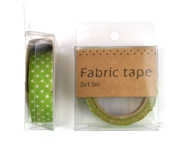 Lepicí páska, textil, zelená s puntíky, 1,5 cm/2 m