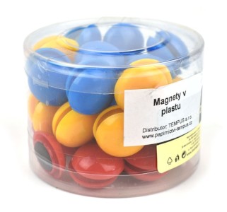 Magnet v plastu, barevný mix, 60 ks v boxu 130-1551