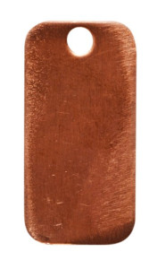 Měděný výsek, náušnice, obdélník s dírkou, 30 x 15 mm 