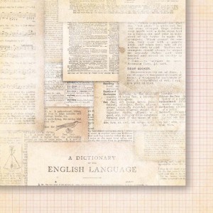Papír na scrapbook oboustranný, anglické texty, 30,5 x 30,5 cm