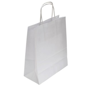 Papírová taška, bílá, 21 x 18 x 8 cm