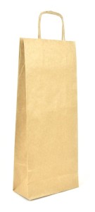 Papírová taška na láhev, přírodní, 39 x 16 x 8 cm