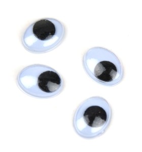 Pohyblivé oči k nalepení, oválné, 12 mm, v balení 4 ks