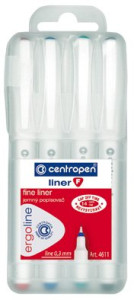 Popisovače 4611 liner Centropen, 0,3 mm, sada 4 ks