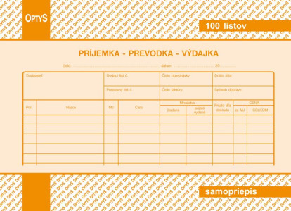Príjemka prevodka výdajka A5, samoprepis, 100 listov, Slovensko