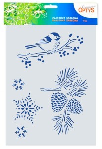 Šablona - ptáček, šiška, vločka, 20 x 15 cm, plast