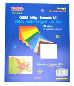 Sada barevných papírů A4, 160g, 100 ks