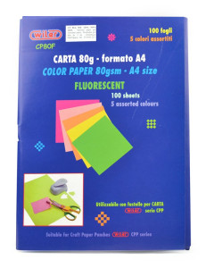Sada barevných papírů Fluorescent A4, 80g, 100 ks
