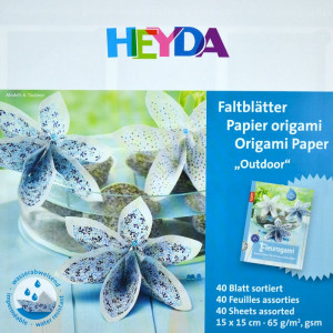 Sada papírů na origami, 15 x 15 cm, 65 g, 40 ks, modrobílá