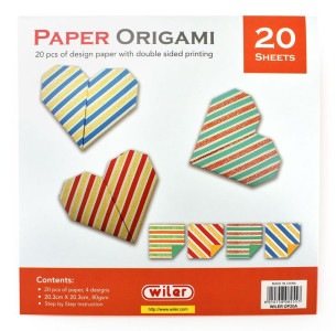 Sada papírů na origami, 20 x 20 cm, 80 g, 20 listů, pruhy