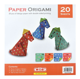 Sada papírů na origami, 20 x 20 cm, 80 g, 20 listů, puntíky
