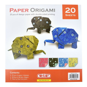 Sada papírů na origami, 20 x 20 cm, 80 g, 20 listů, spirály