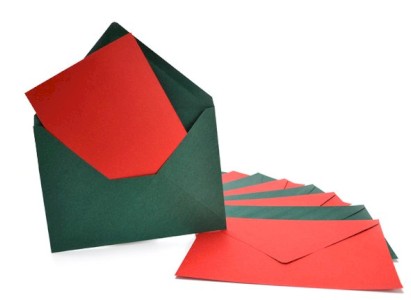 Sada přání s obálkou, C6, červená a zelená, 10 ks