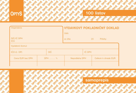 Výdavkový pokladničný doklad A6, samoprepis, 100 listov, Slovensko
