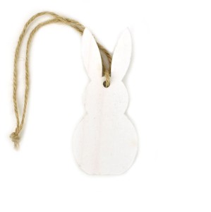 Závěs zajíc bílý, dřevo, 10 cm