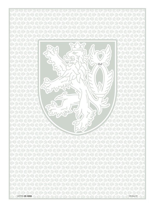Bianco s vodoznakem a číslováním, malý státní znak + lipové listy
