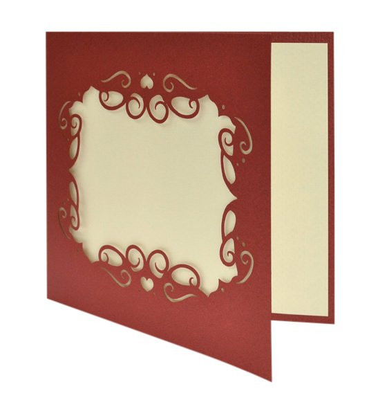 Blahopřání, filigránový rámeček červenokrémový, 13,5 x 13,5 cm - 1