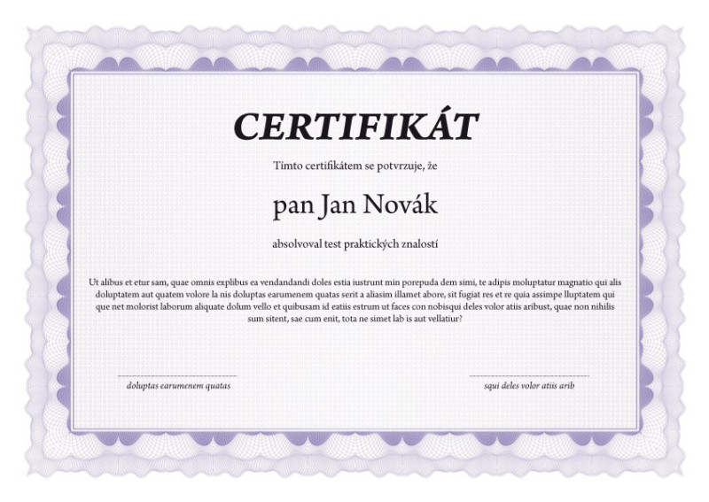 Certifikační papír A4, 20 listů, fialový - 2
