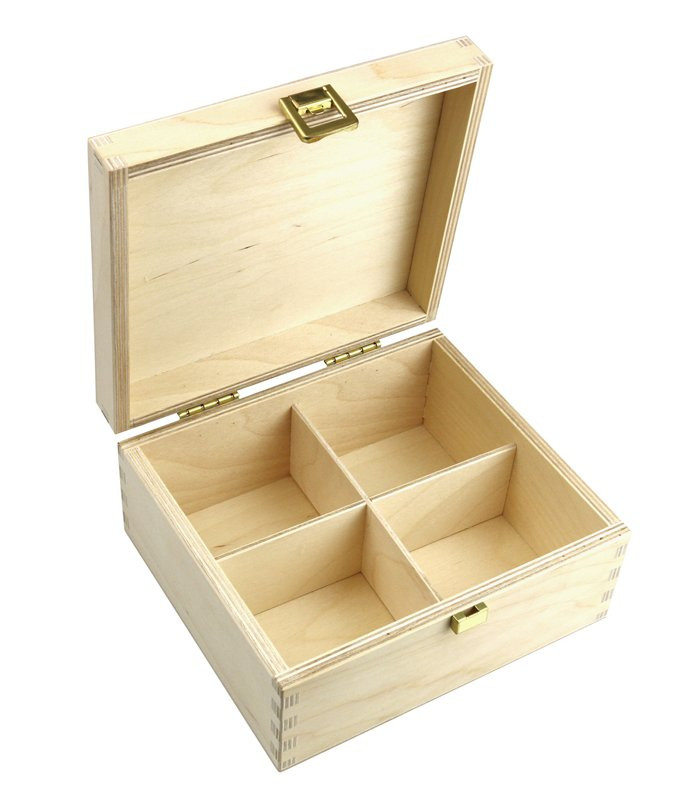 Dřevěná krabička, 4 komory - 1