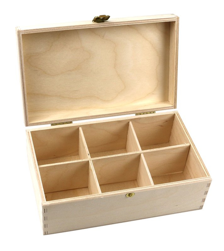Dřevěná krabička, 6 komor - 1