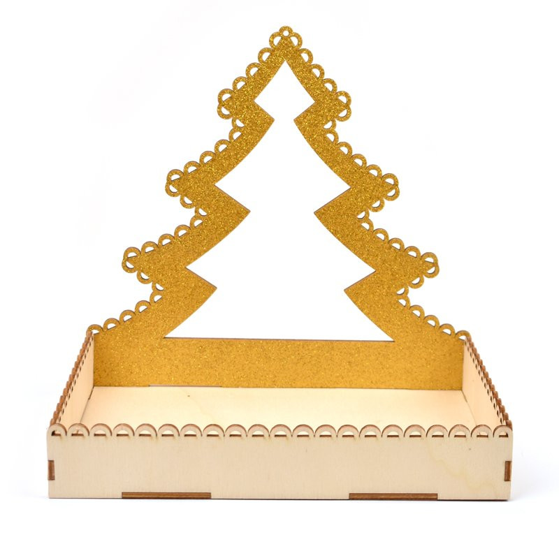 Dřevěná krabička, stromek zlatý - 2