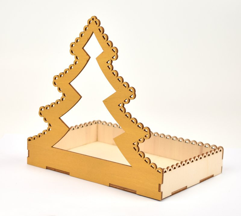 Dřevěná krabička, stromek zlatý - 3