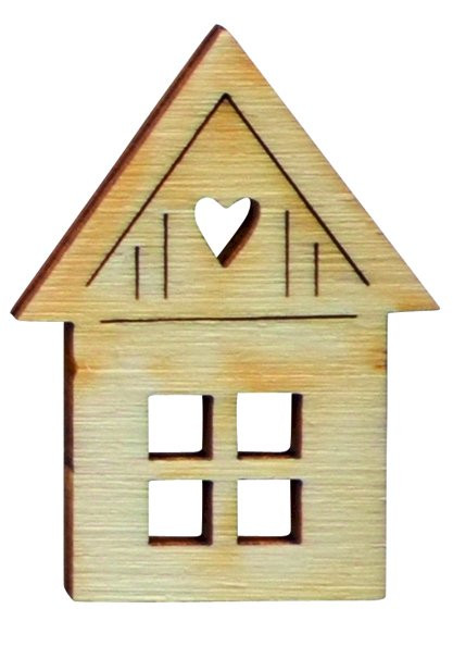 Dřevěný výřez domeček 1, 3 x 4 cm