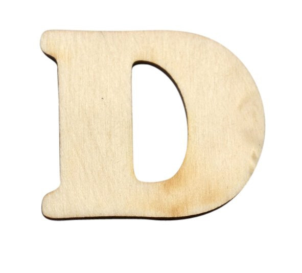 Dřevěný výřez písmeno D, 4 x 4 cm
