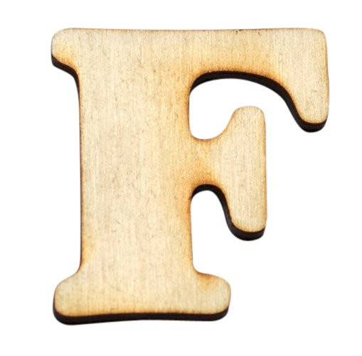 Dřevěný výřez písmeno F, 3,5 x 4 cm
