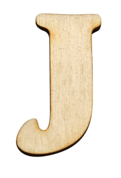 Dřevěný výřez písmeno J, 2 x 4 cm