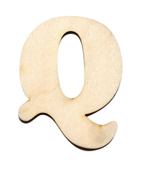 Dřevěný výřez písmeno Q, 4 x 4 cm