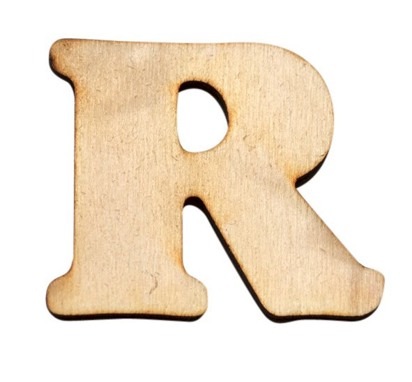 Dřevěný výřez písmeno R, 4 x 4 cm