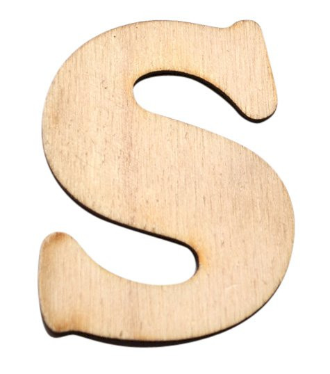 Dřevěný výřez písmeno S, 3 x 4 cm