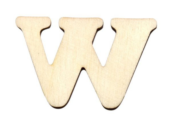 Dřevěný výřez písmeno W, 6 x 4 cm